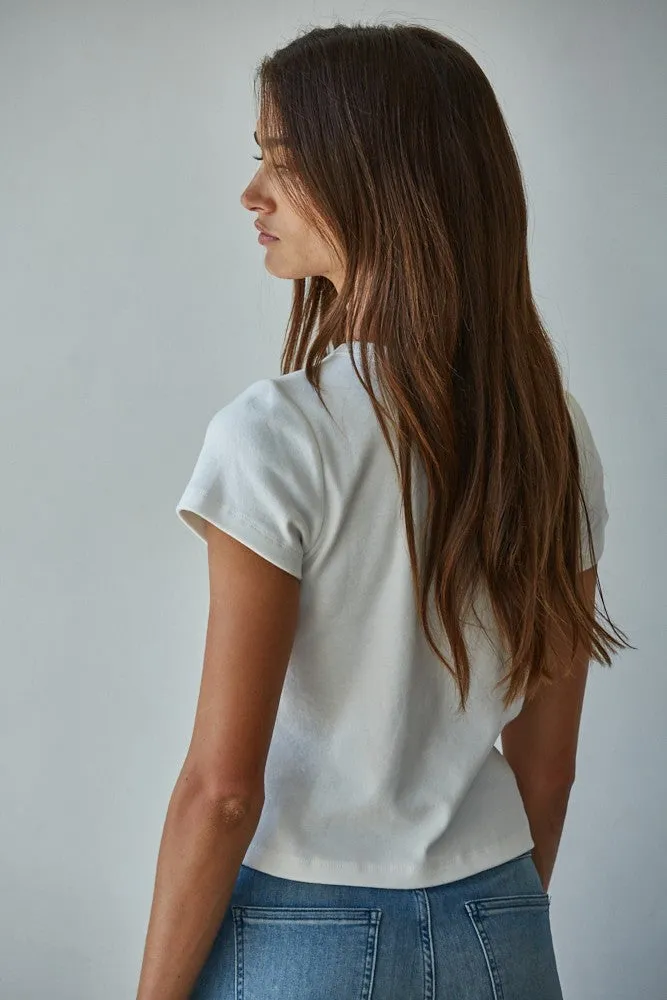 Everyday Cotton Crop Tee, White sold by Madison Boutique product image thumbnail 2