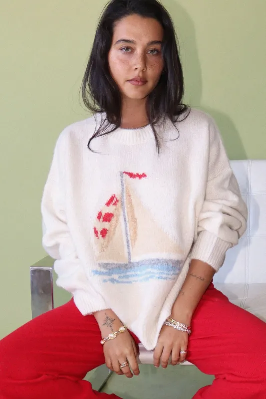 Sailboat Motif Sweater sold by Madison Boutique