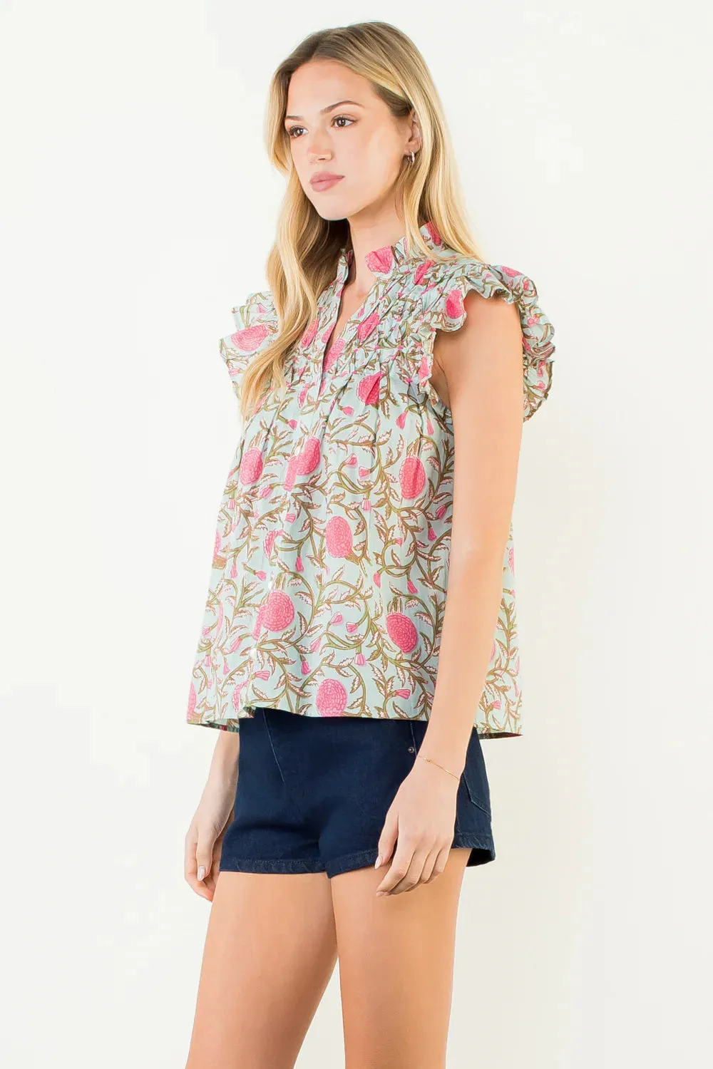 Claude Floral Flutter Sleeve Top sold by Madison Boutique product image thumbnail 3