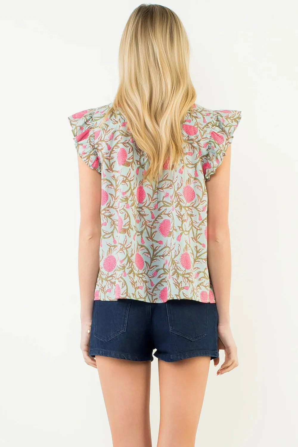 Claude Floral Flutter Sleeve Top sold by Madison Boutique product image thumbnail 4