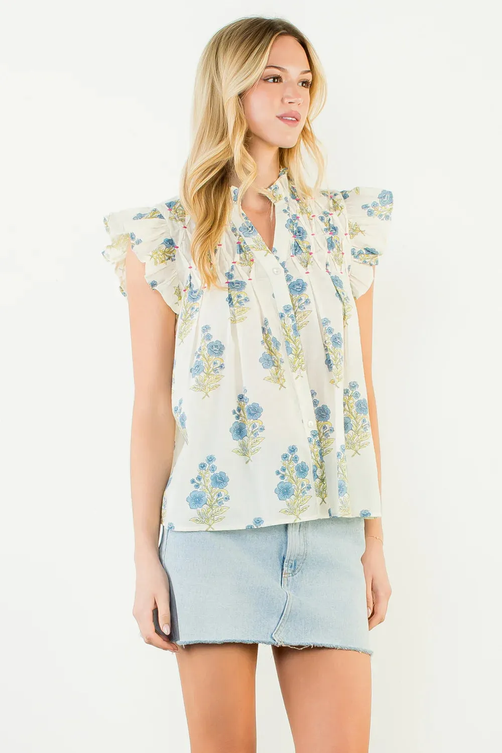 Renee Floral Flutter Sleeve Top sold by Madison Boutique product image thumbnail 3