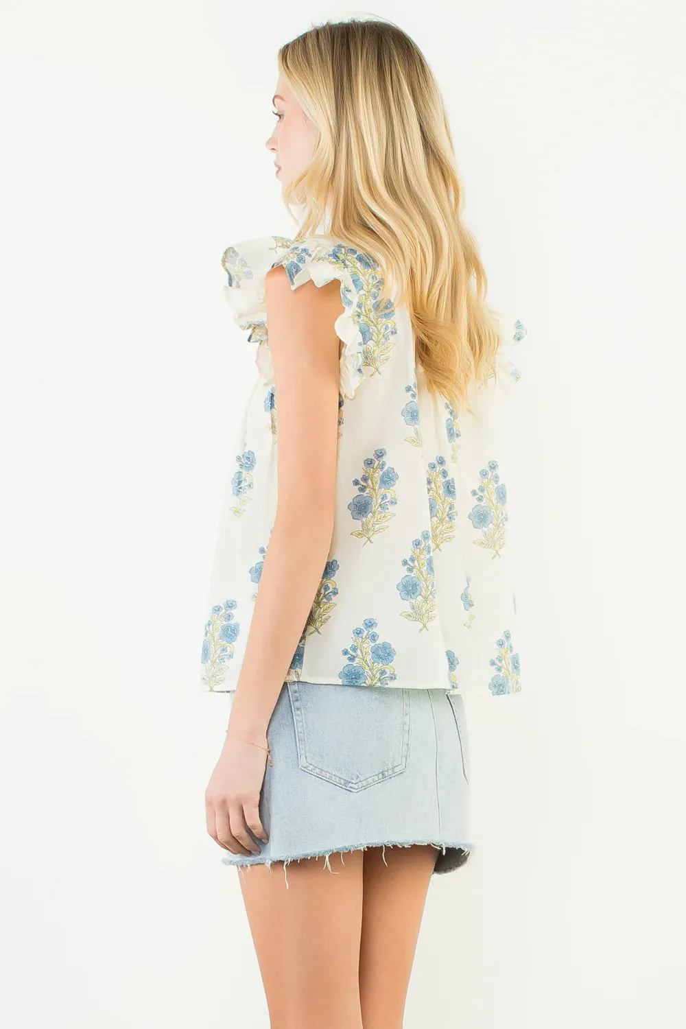 Renee Floral Flutter Sleeve Top sold by Madison Boutique product image thumbnail 4