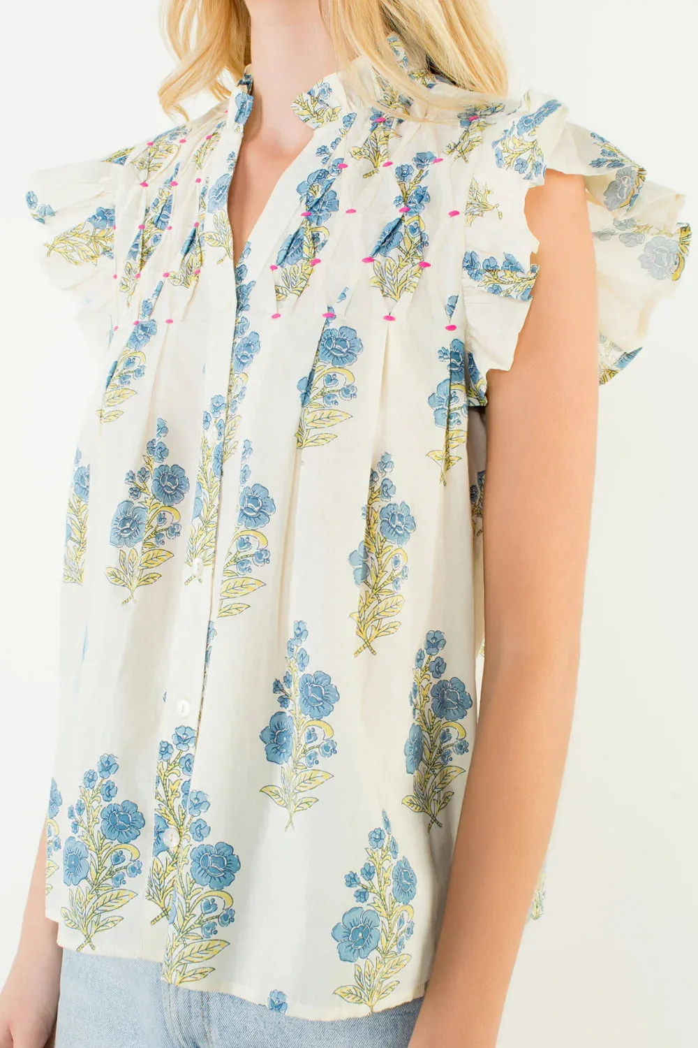 Renee Floral Flutter Sleeve Top sold by Madison Boutique product image thumbnail 2