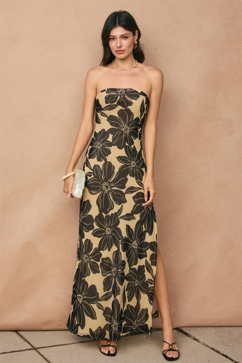 Floratique Strapless Maxi Dress sold by Madison Boutique