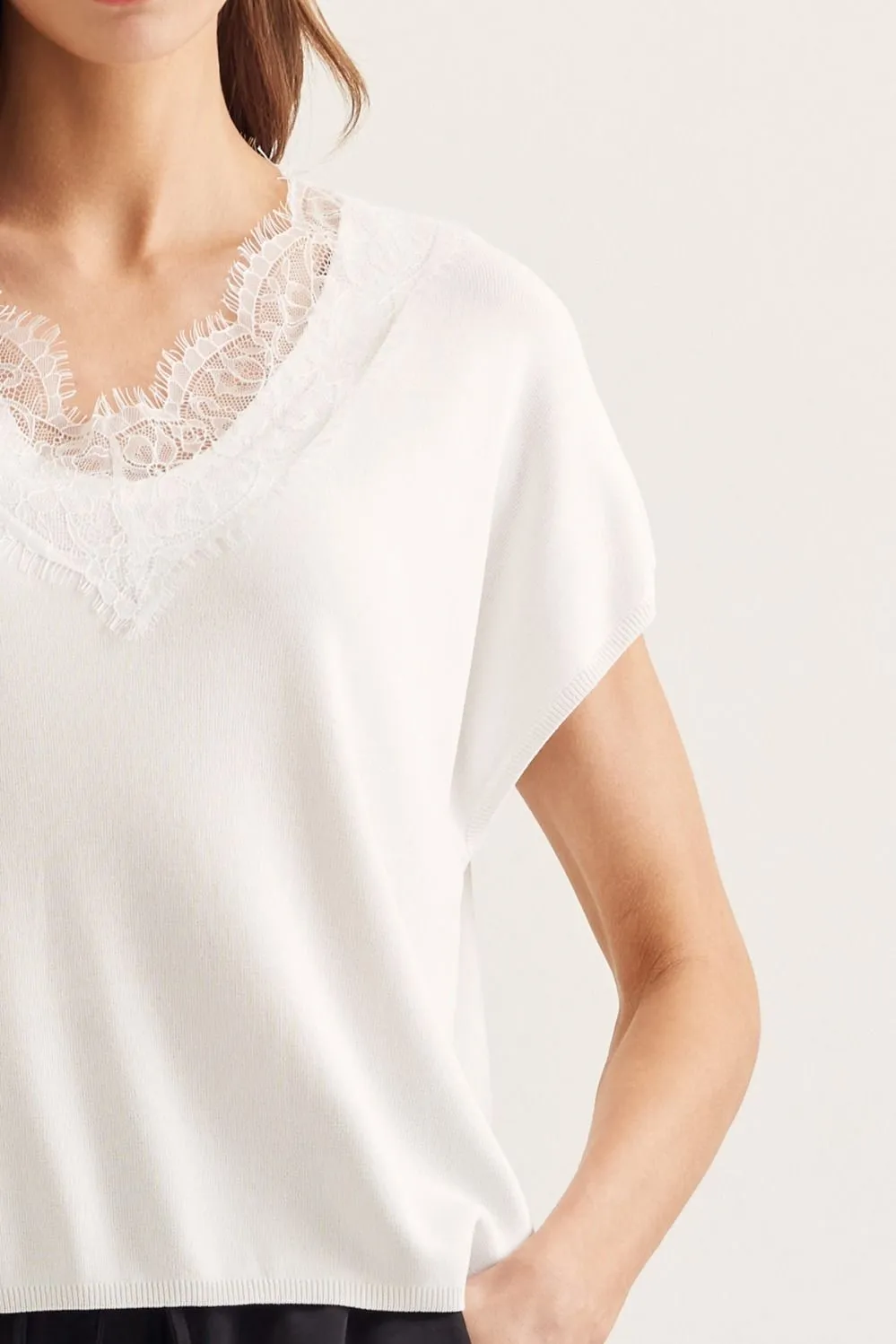 Rosie Lace Trim Knit Top sold by Madison Boutique product image thumbnail 2