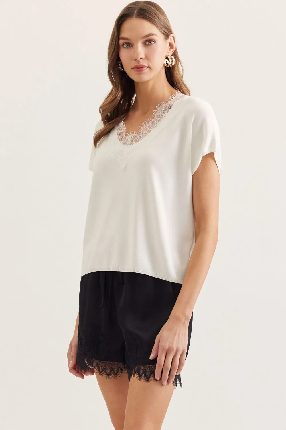 Rosie Lace Trim Knit Top sold by Madison Boutique product image thumbnail 3