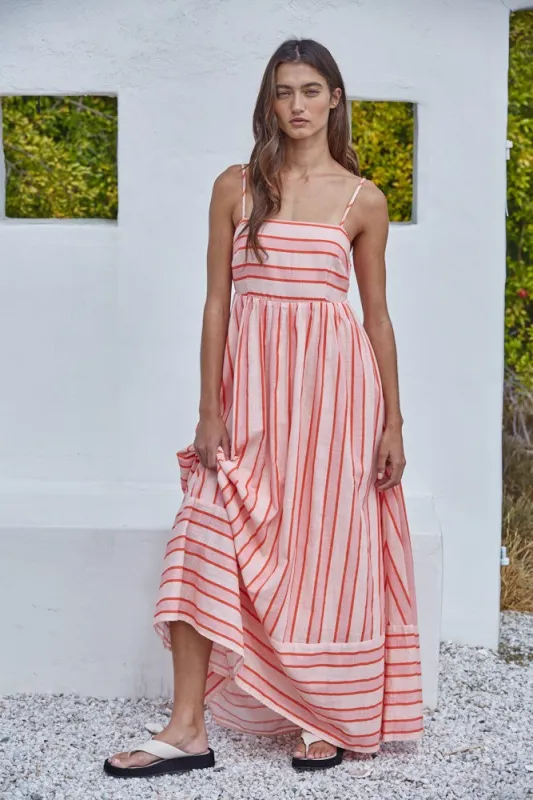 Delia Striped Maxi Dress made by By Together