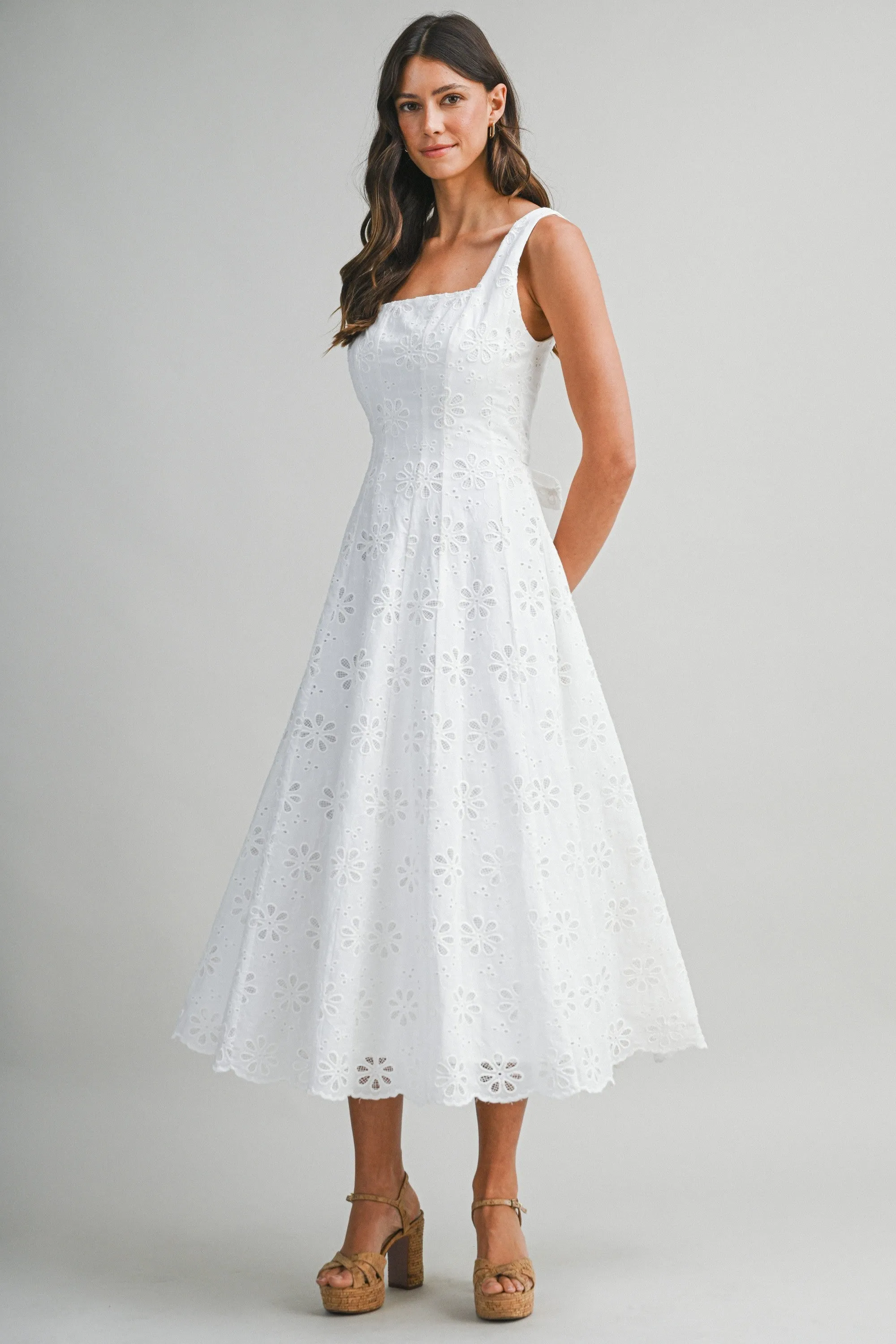 Brooke Eyelet Midi Dress sold by Madison Boutique
