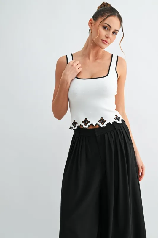 Shoshanna Scallop Knit Top made by Madison Boutique