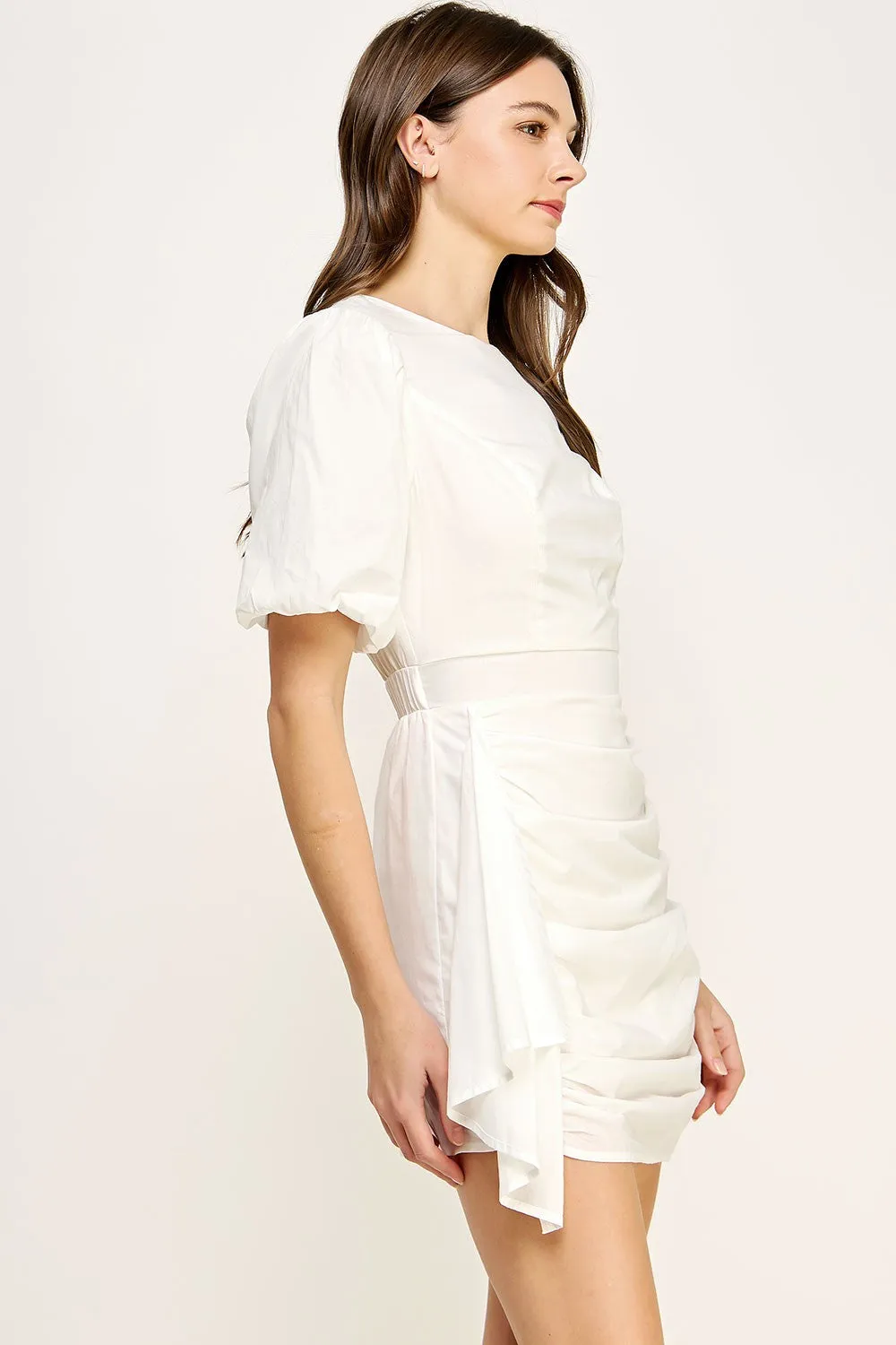 Venetia Ruched Dress, White sold by Madison Boutique product image thumbnail 2