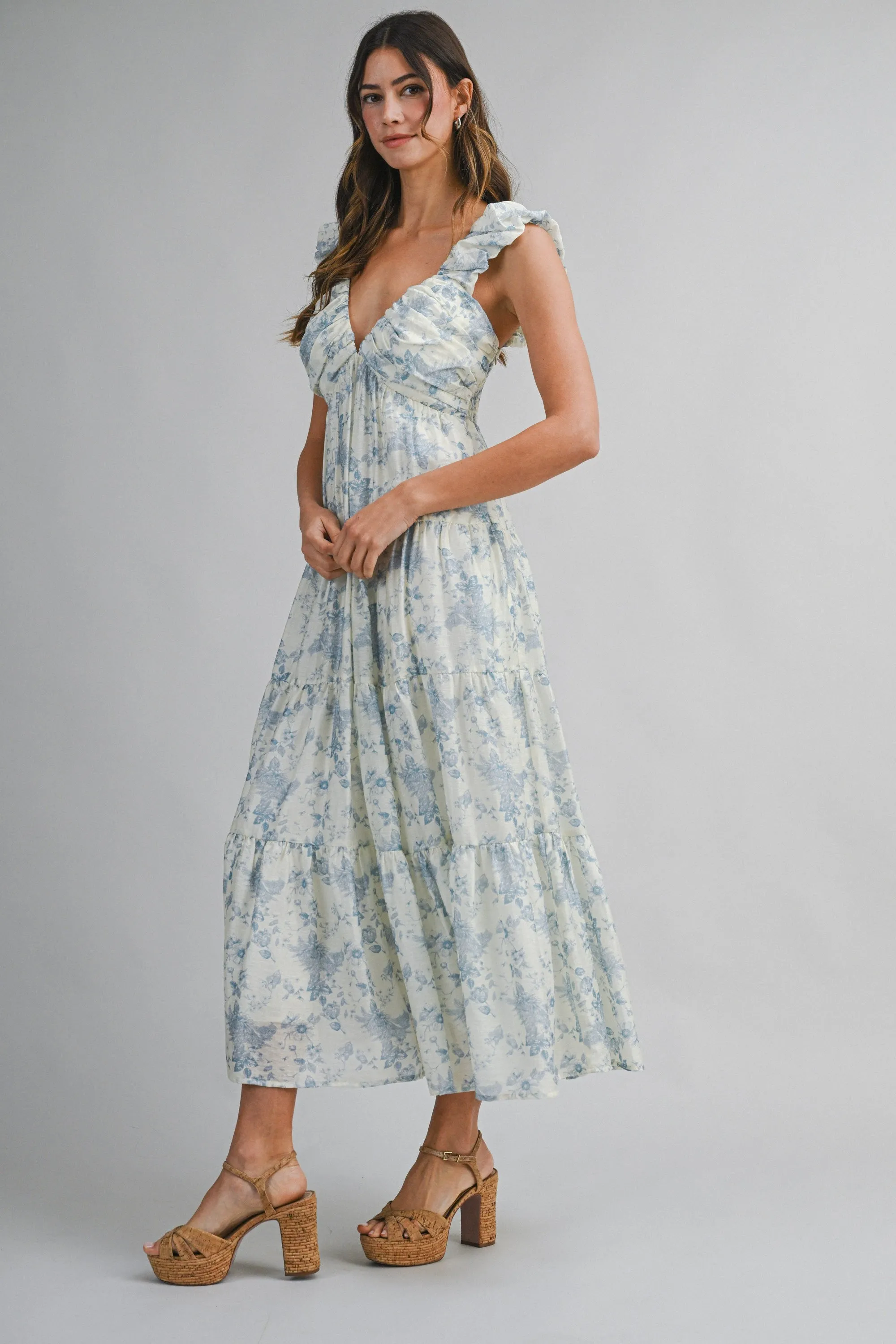 Emeli Floral Tiered Midi Dress sold by Madison Boutique product image thumbnail 4