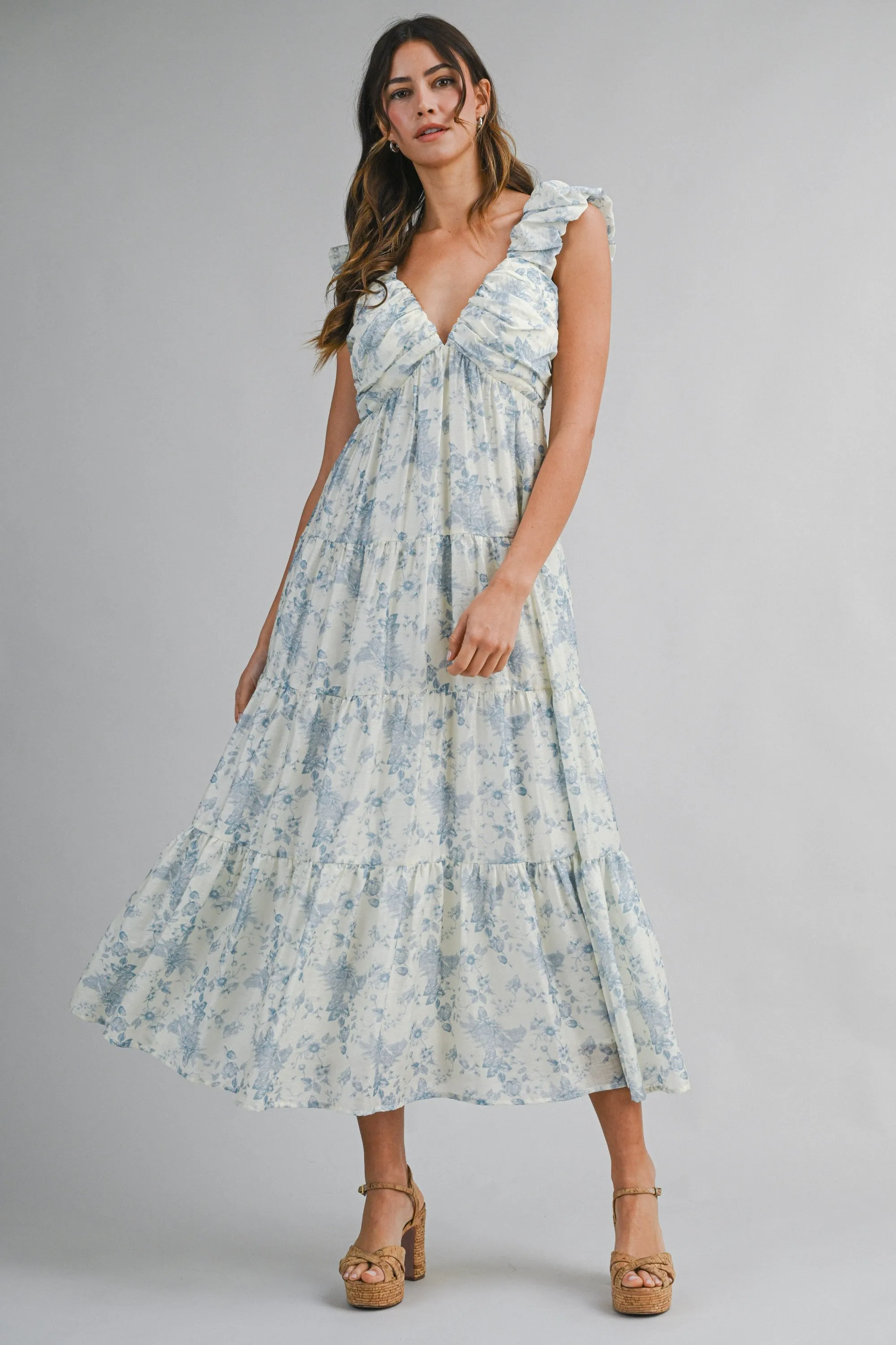 Emeli Floral Tiered Midi Dress sold by Madison Boutique product image thumbnail 3