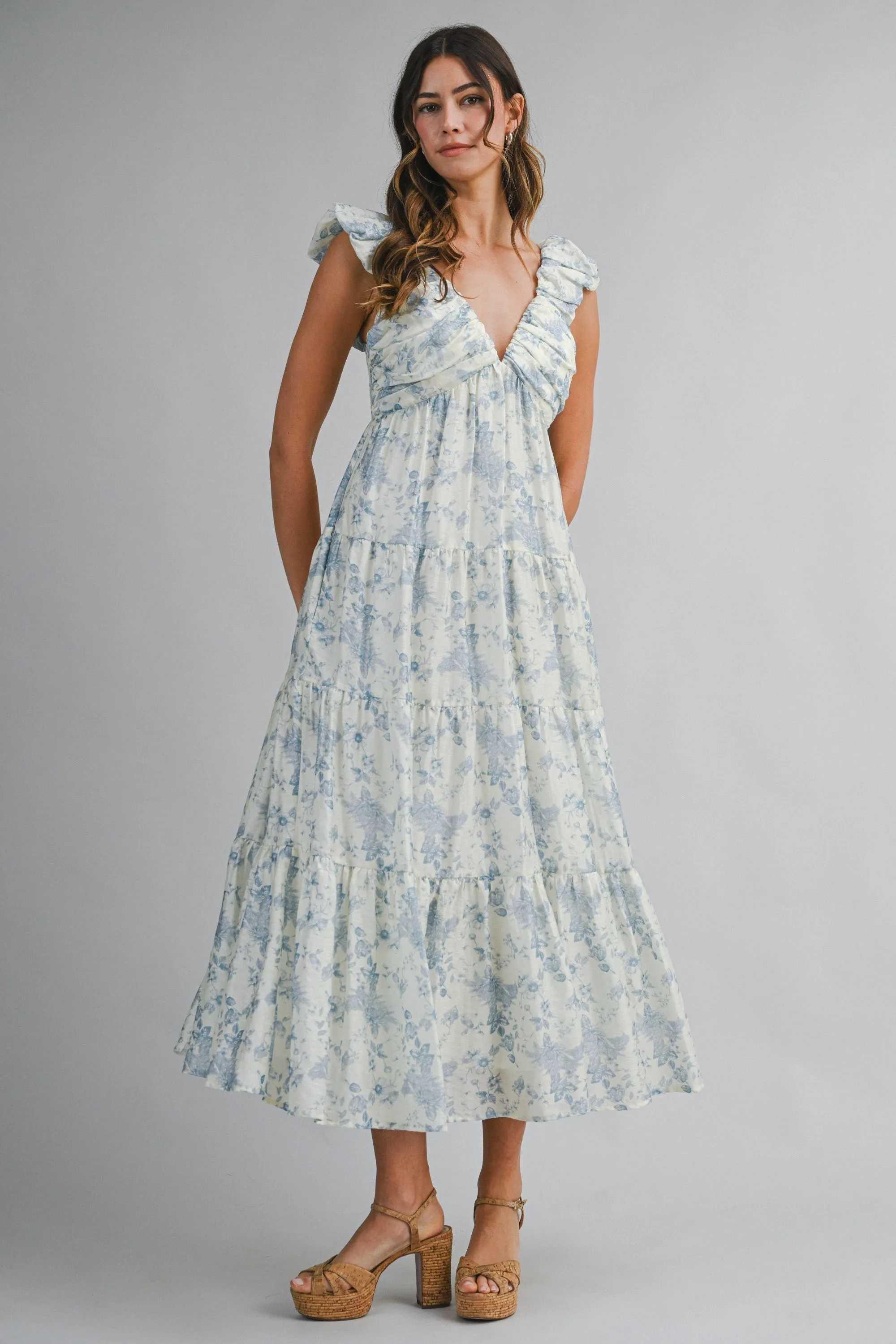 Emeli Floral Tiered Midi Dress sold by Madison Boutique product image thumbnail 5