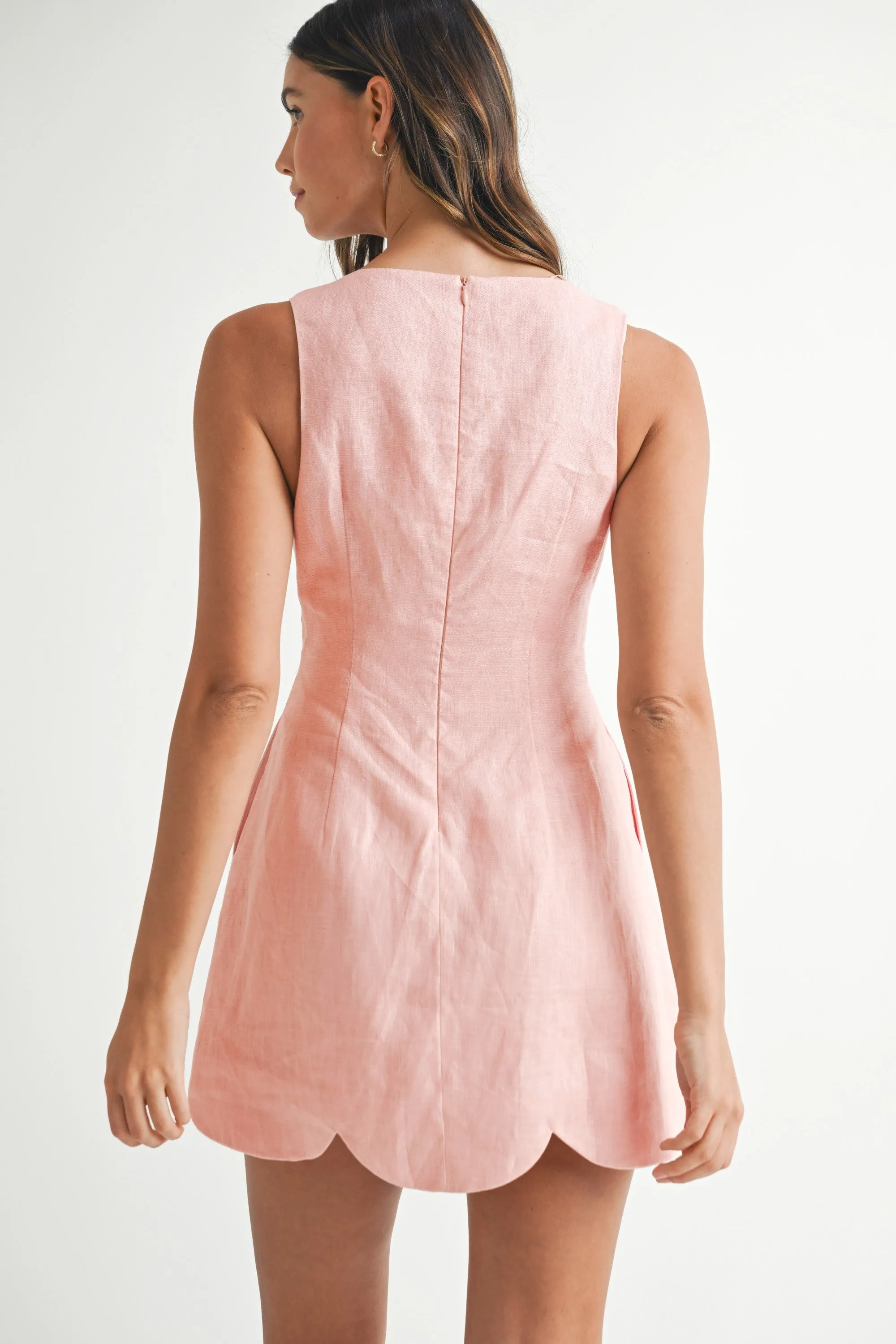 Valley Scalloped Linen Dress, Pink sold by Madison Boutique product image thumbnail 5