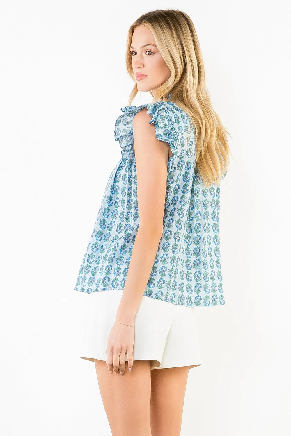 York Floral Flutter Sleeve Top sold by Madison Boutique product image thumbnail 5