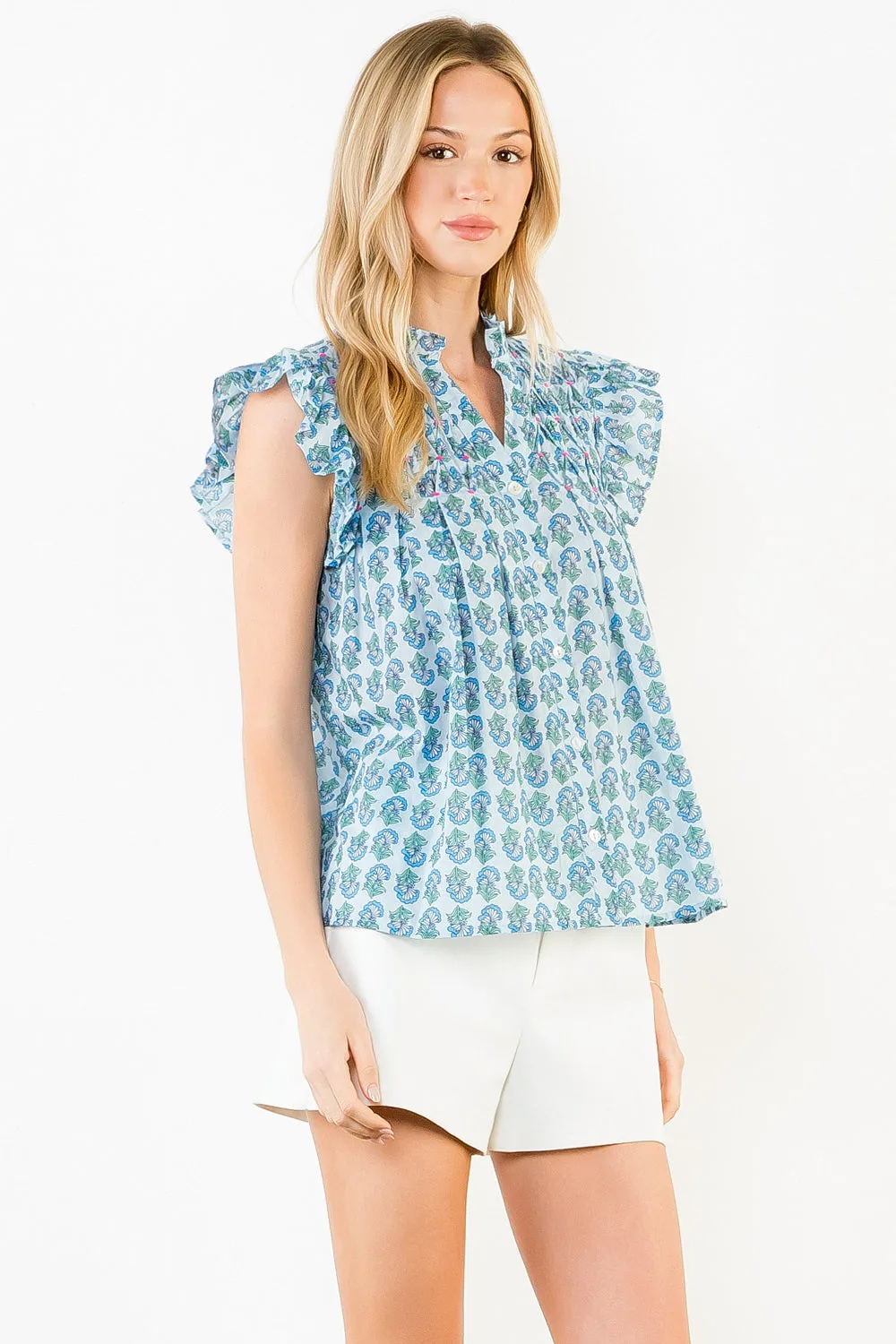 York Floral Flutter Sleeve Top sold by Madison Boutique product image thumbnail 4