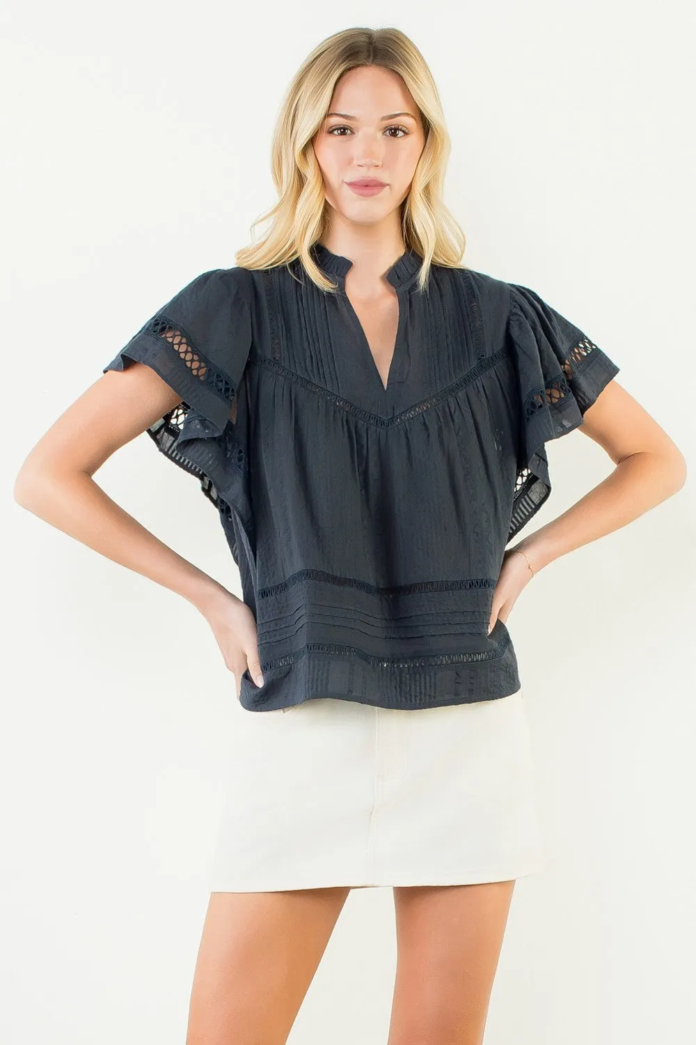 Ellis Latticed Flutter Sleeve Top sold by Madison Boutique product image thumbnail 5