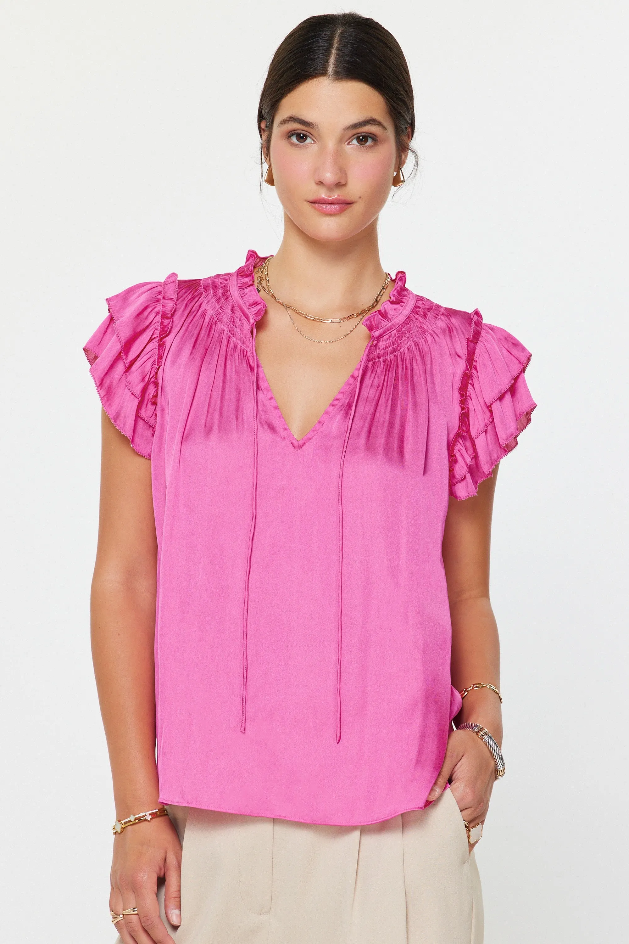 Janette Ruffle Sleeve Blouse sold by Madison Boutique