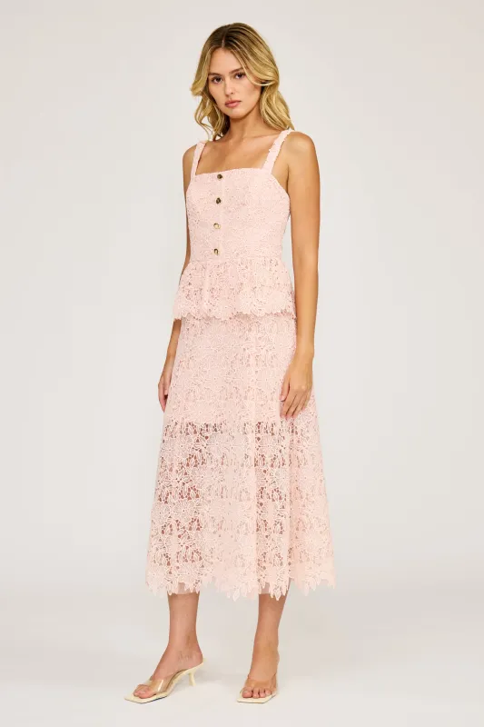 Rosalie Lace Peplum Midi Dress made by Lucy Paris