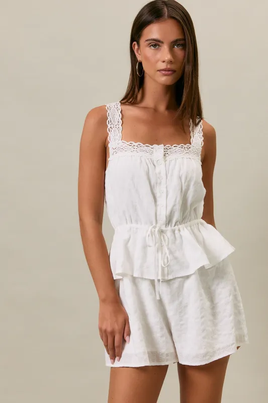 Nisha Lace Trim Romper made by Le Lis