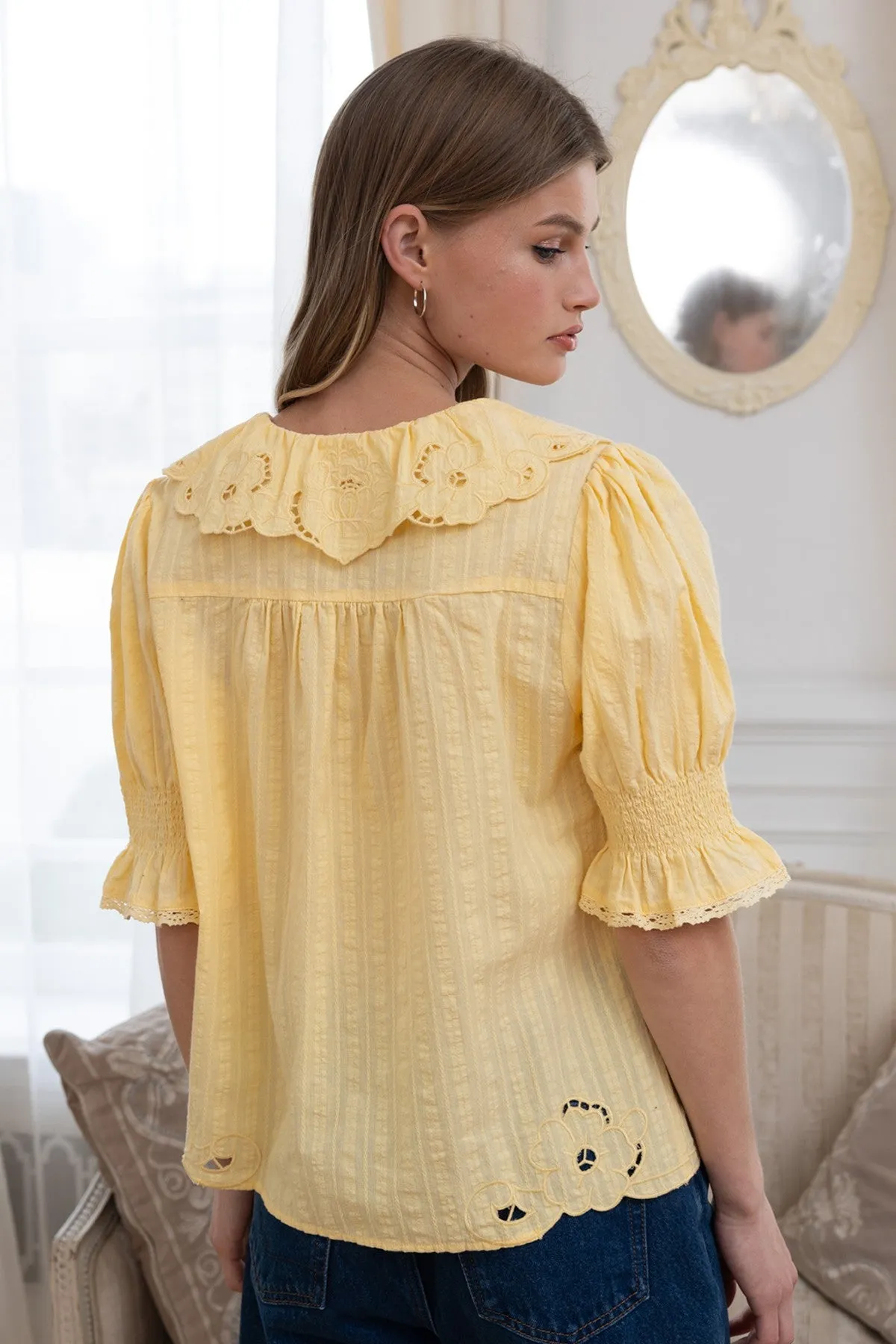 Whisper Embroidered Blouse, Yellow sold by Madison Boutique product image thumbnail 3
