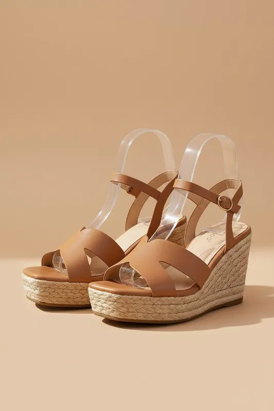 Braided Raffia Platform Wedge made by BAMBOO