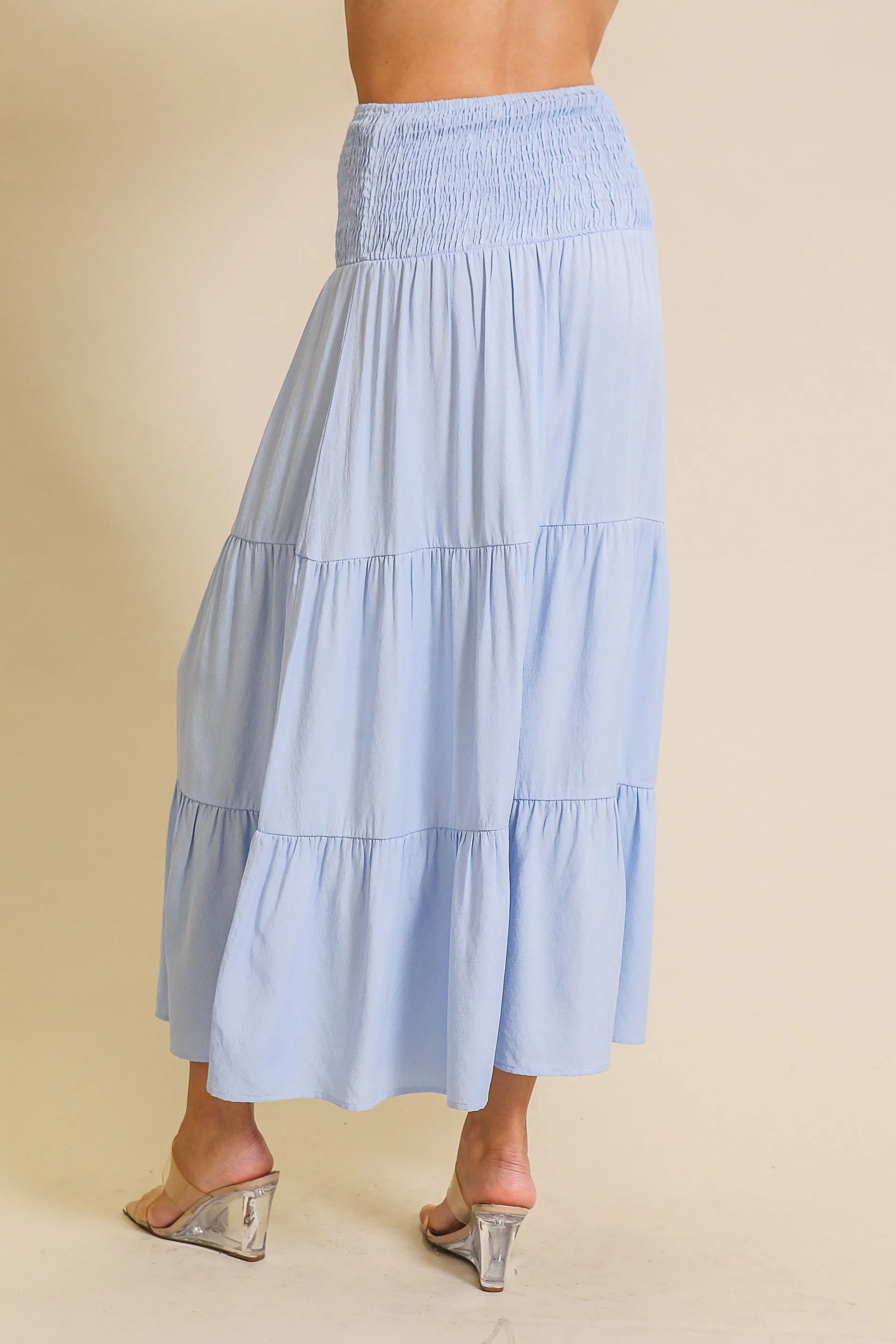 Zora Tiered Maxi Skirt, Light Blue sold by Madison Boutique product image thumbnail 2