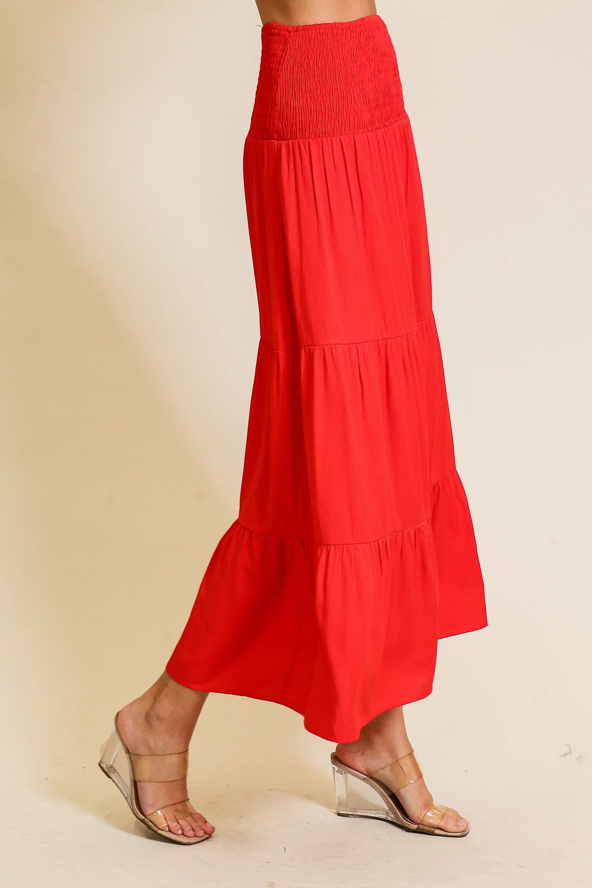 Zora Tiered Maxi Skirt, Red sold by Madison Boutique product image thumbnail 2