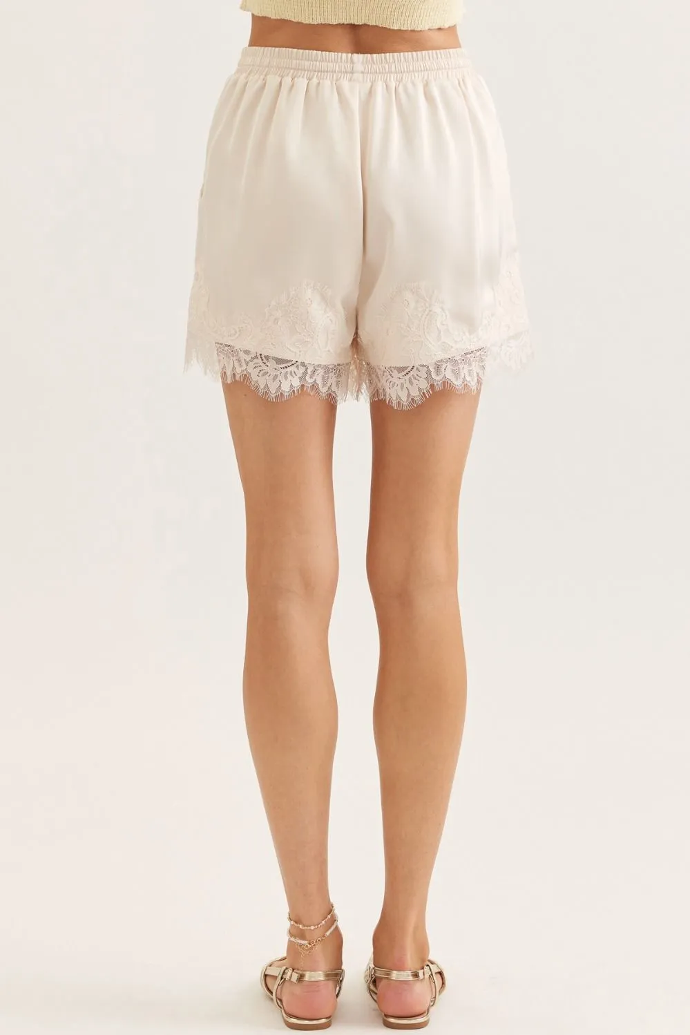 Aspen Lace Trim Shorts, Ecru sold by Madison Boutique product image thumbnail 4
