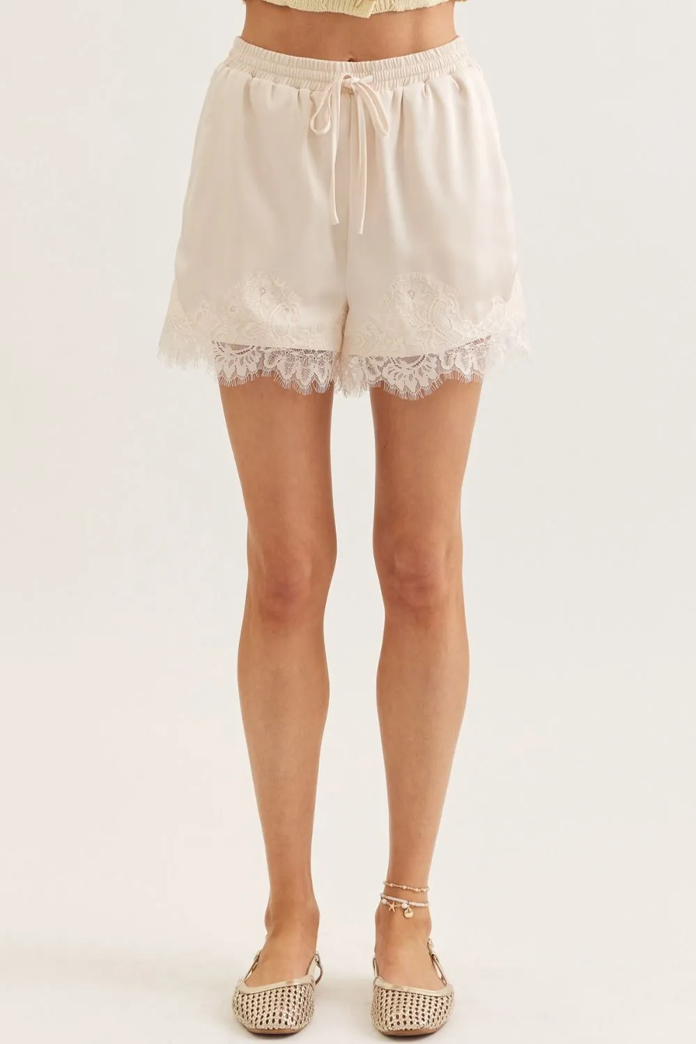 Aspen Lace Trim Shorts, Ecru sold by Madison Boutique product image thumbnail 2