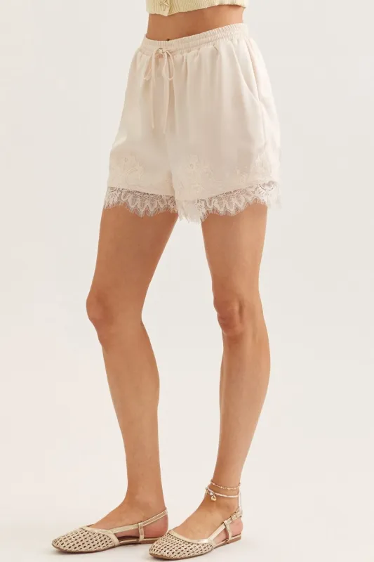 Aspen Lace Trim Shorts, Ecru made by entro