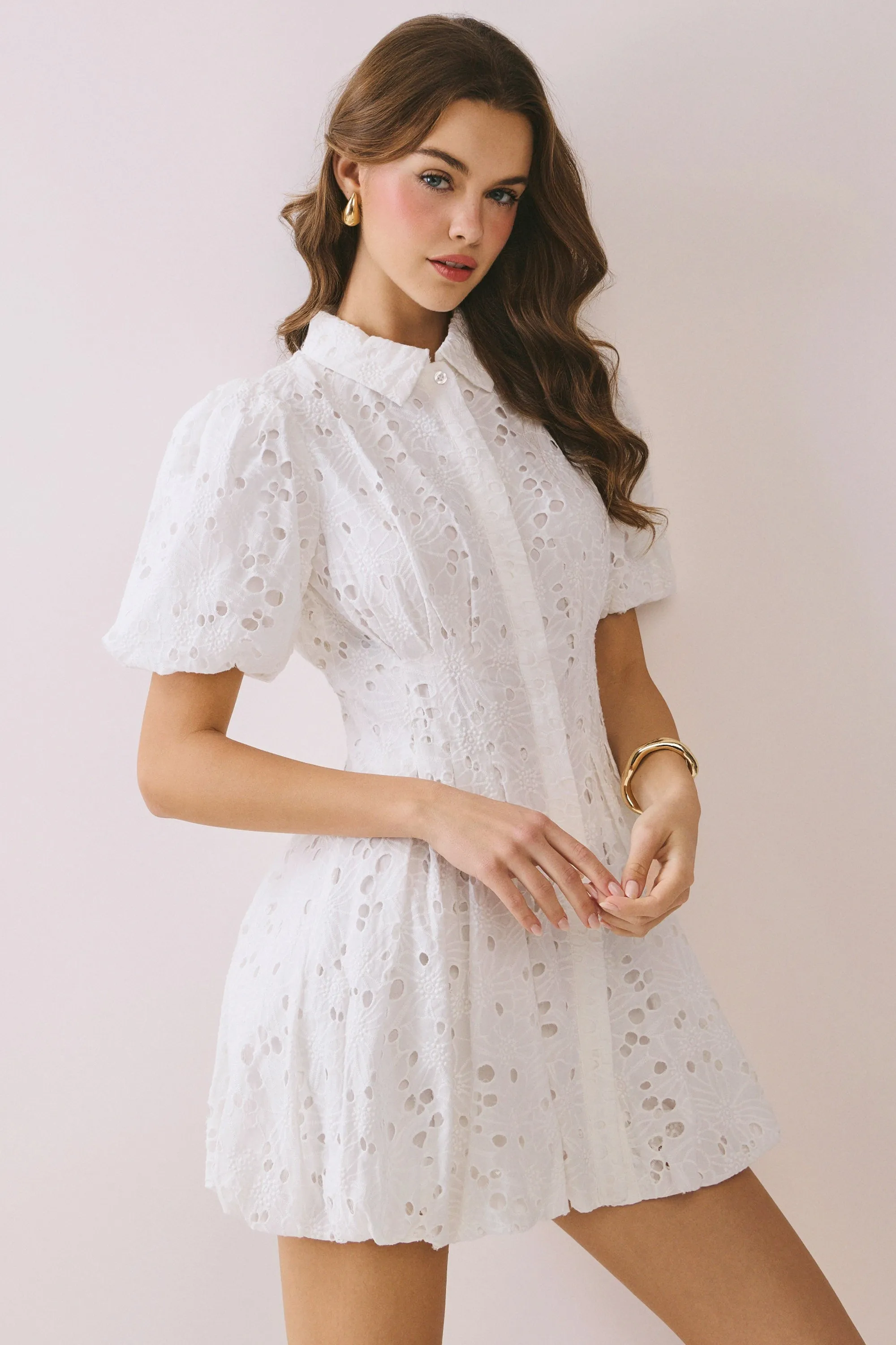 Sharon Eyelet Bubble Hem Dress sold by Madison Boutique product image thumbnail 3