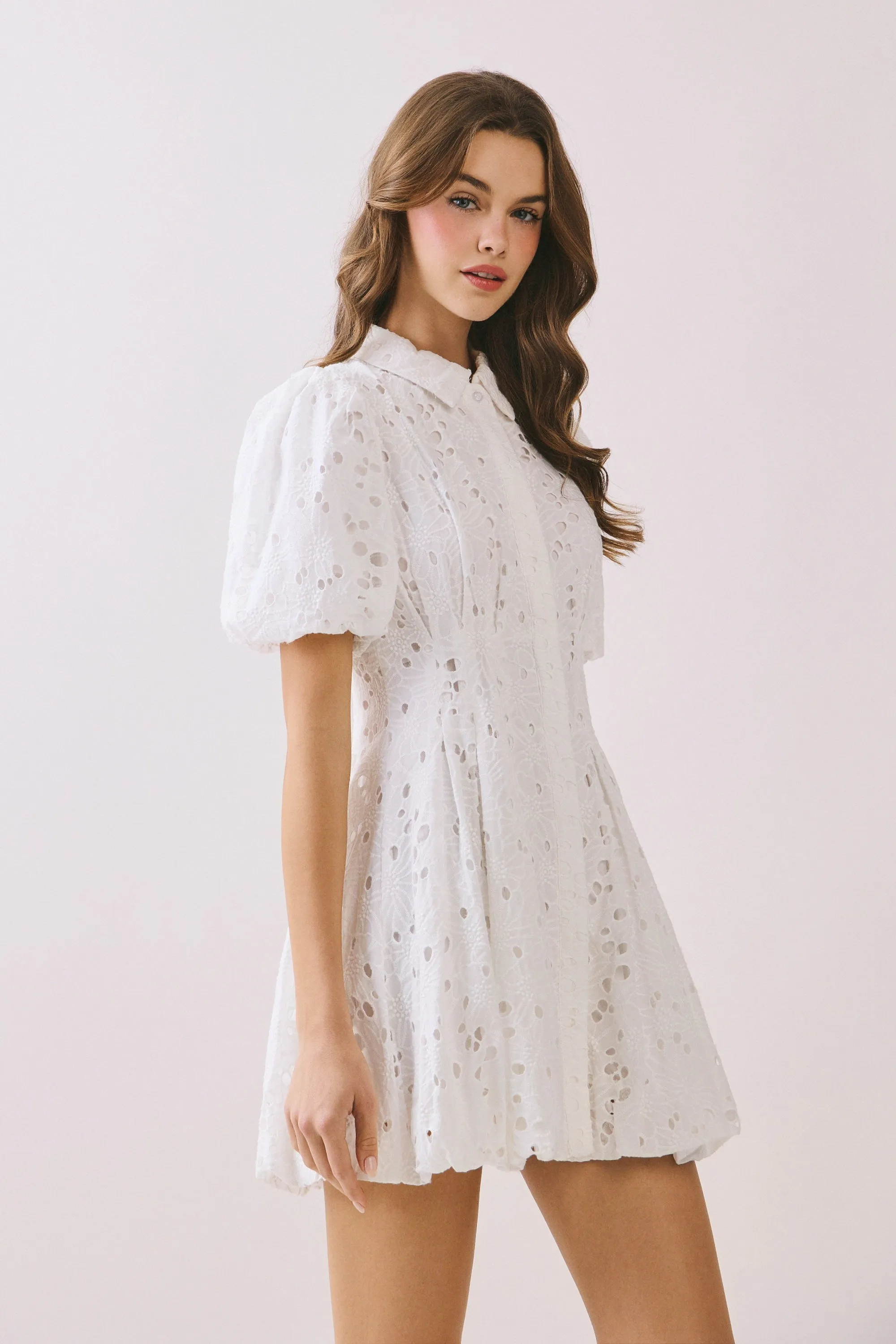 Sharon Eyelet Bubble Hem Dress sold by Madison Boutique product image thumbnail 4