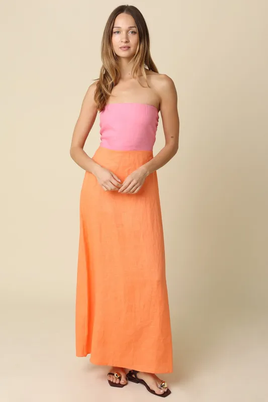 Mei Linen Maxi Dress, Orange made by Olivaceous