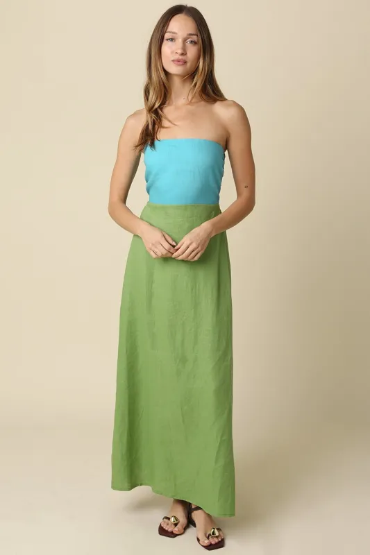 Mei Linen Maxi Dress, Green made by Olivaceous