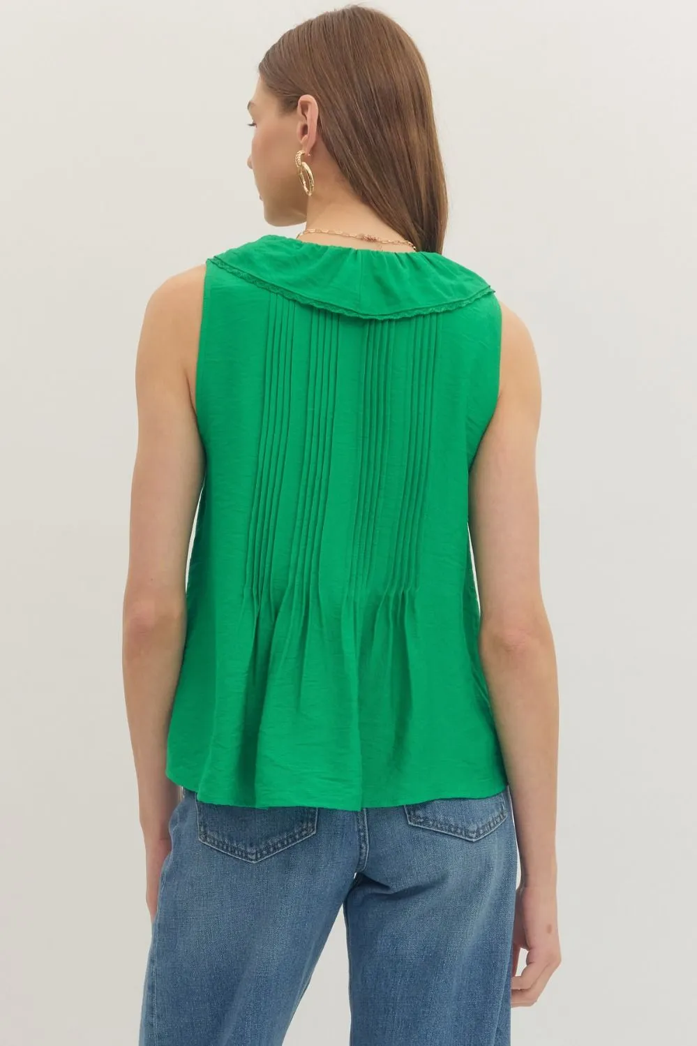 Lillias Ruffled Tank Top, Green sold by Madison Boutique product image thumbnail 5