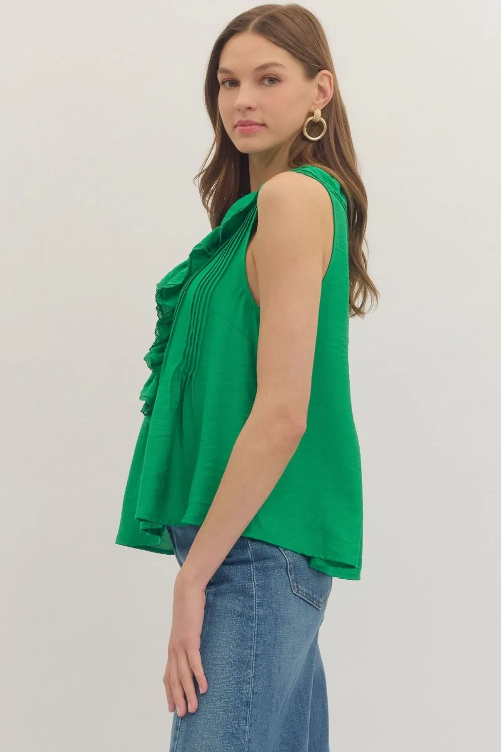 Lillias Ruffled Tank Top, Green sold by Madison Boutique product image thumbnail 4
