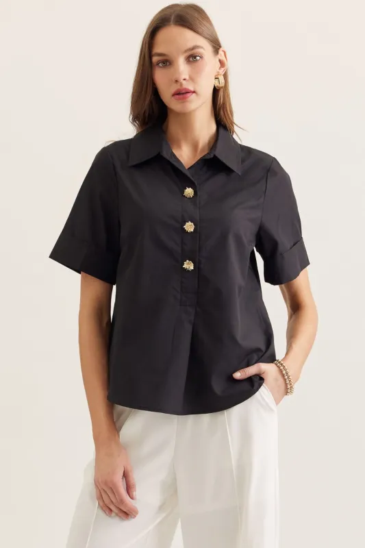 Carlie Gold Buttoned Blouse made by entro