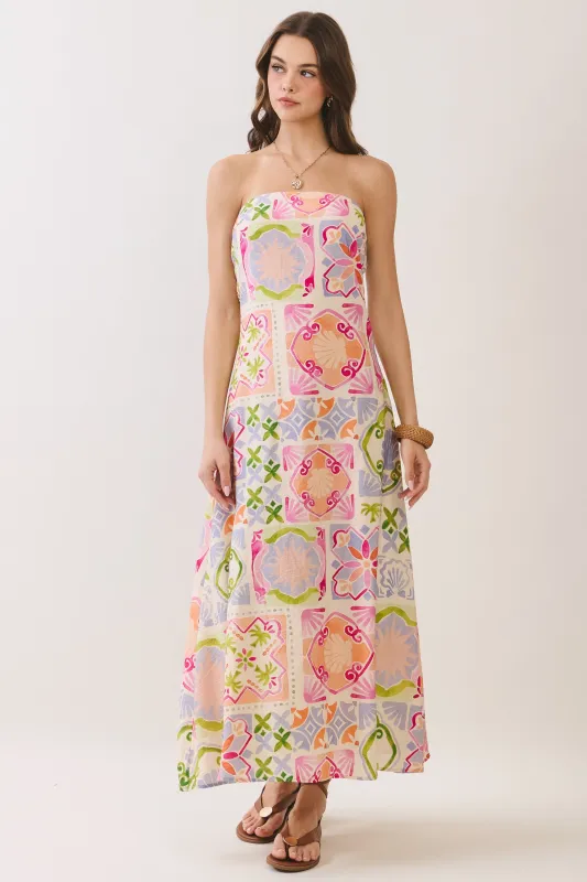 Teyana Tile Print Maxi Dress made by TCEC