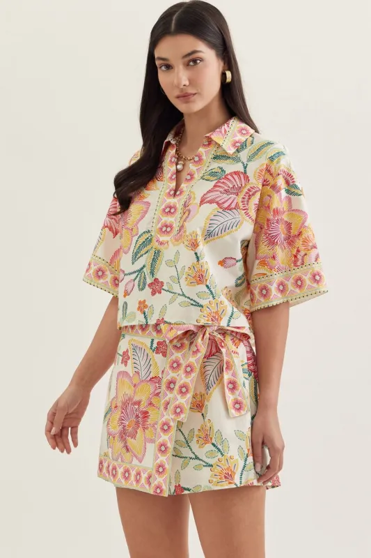 Marbella Printed Top, Pink Mix made by entro