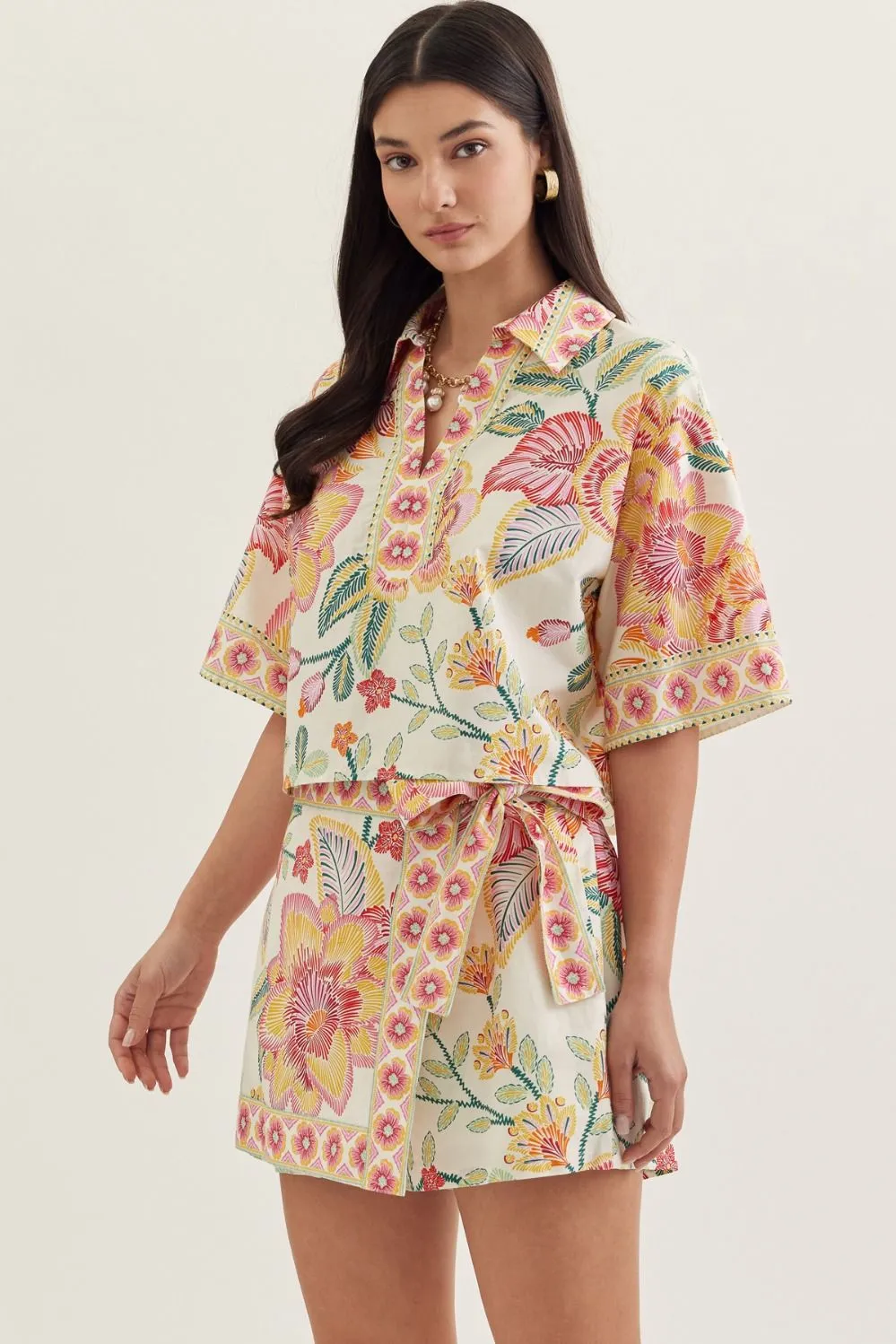 Marbella Printed Top, Pink Mix sold by Madison Boutique