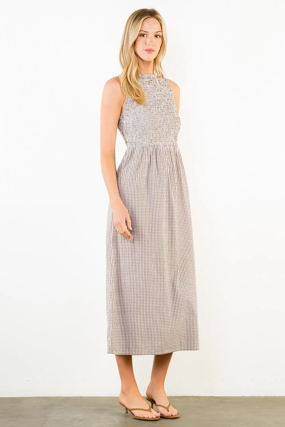Chase Gingham Smocked Midi Dress sold by Madison Boutique product image thumbnail 5