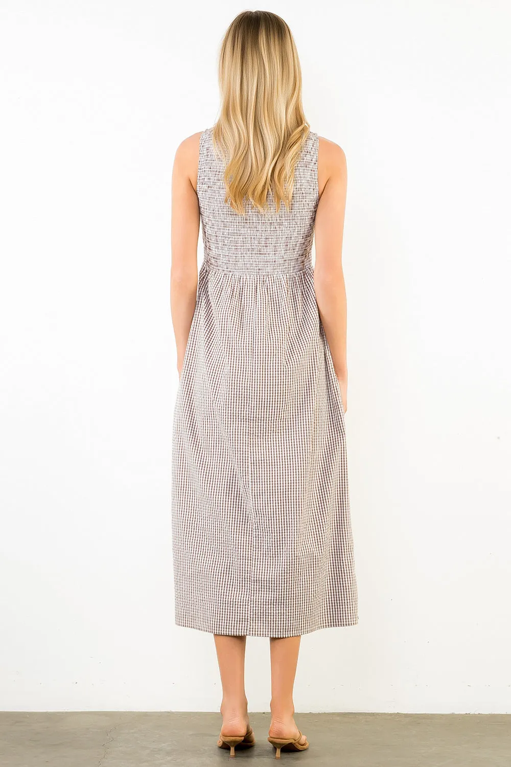 Chase Gingham Smocked Midi Dress sold by Madison Boutique product image thumbnail 4