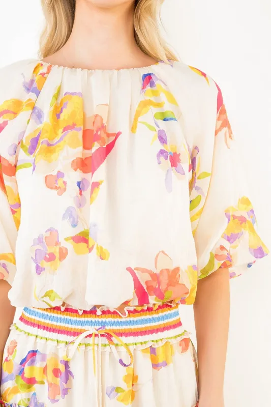 Monet Floral Bubble Top made by THML
