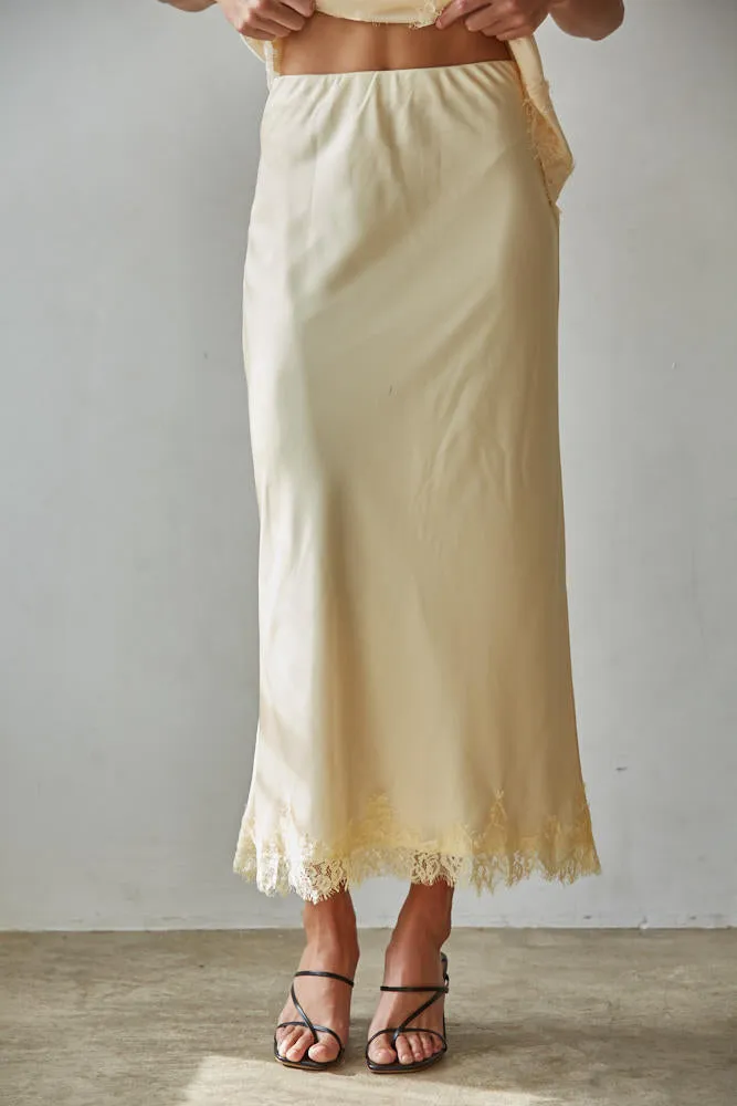Ma Vie Satin Midi Skirt sold by Madison Boutique