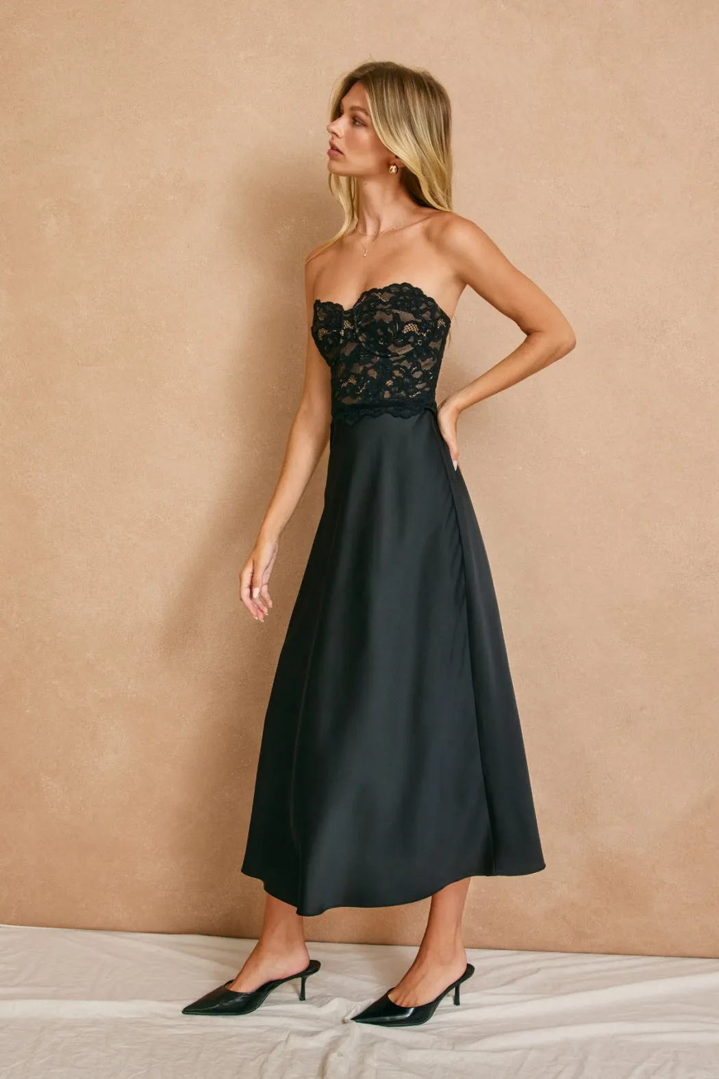 Quiet Luxe Lace Bodice Midi Dress sold by Madison Boutique product image thumbnail 5