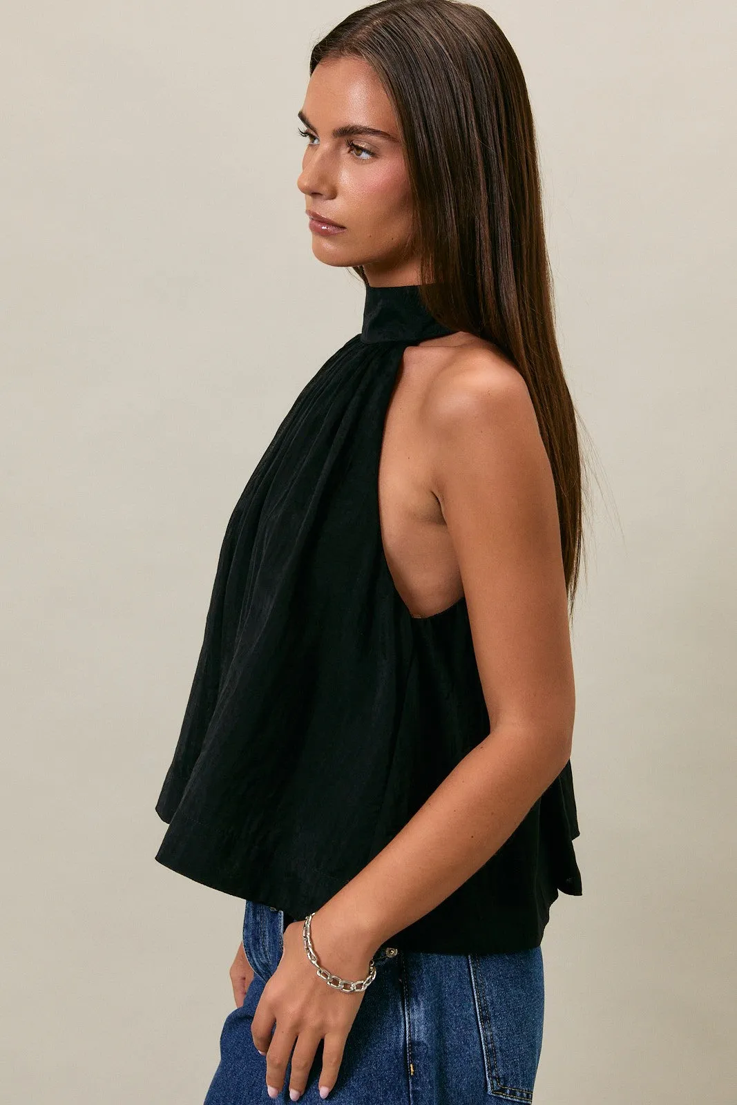 Lindsay Flared Halter Top, Black sold by Madison Boutique product image thumbnail 3