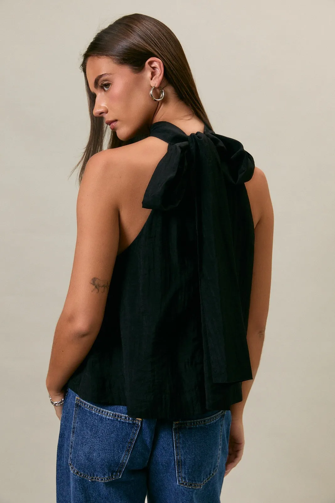 Lindsay Flared Halter Top, Black sold by Madison Boutique product image thumbnail 2
