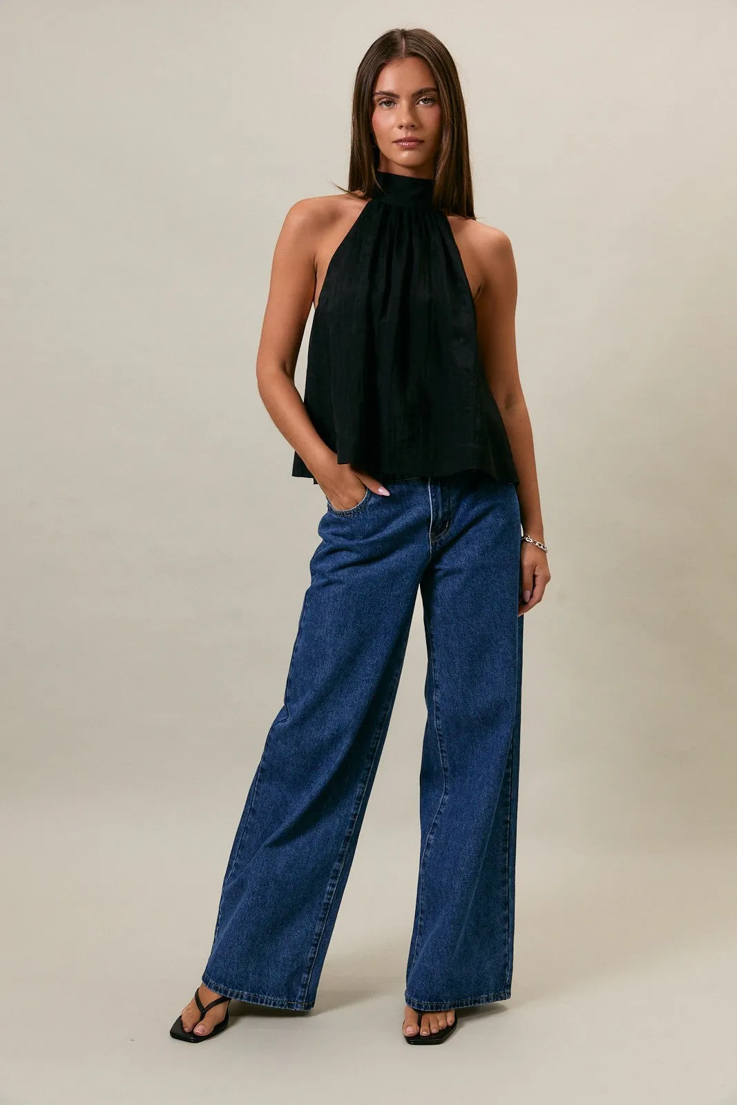 Lindsay Flared Halter Top, Black sold by Madison Boutique product image thumbnail 4