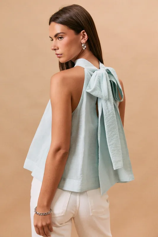Lindsay Flared Halter Top, Light Mint made by Le Lis